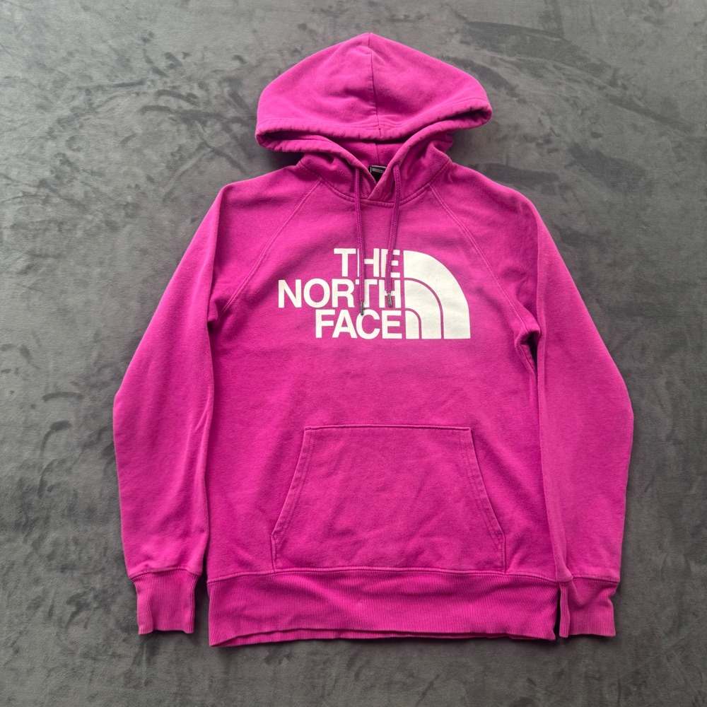 The North Face Pink Logo Pullover Hoodie Womens XS Half Dome Graphic